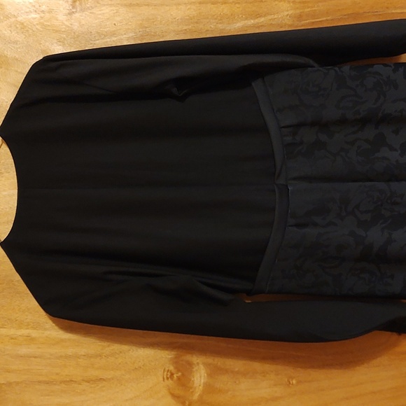 Vintage Raza New York Black Empire Waist Gown Floral Jacquard Rhinestone Size XL - Picture 9 of 16